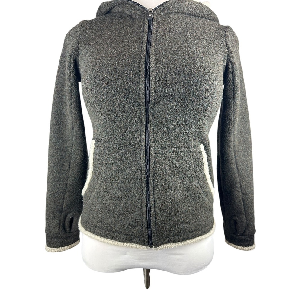 Kuhl Apres Alfpaca Fleece Full Zip Hooded Jacket Sherpa Brown Cozy Warm Size XS - Picture 15 of 16